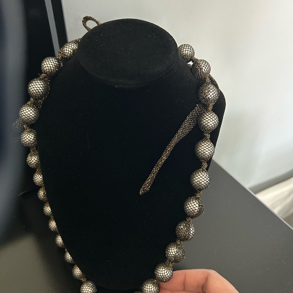 Classic Silver Necklace with Matte Beads